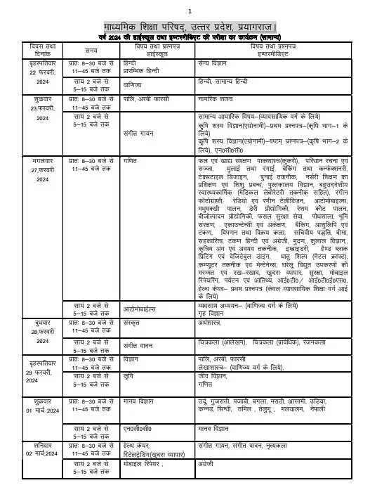 UP Board Date Sheet 2024 What You Need to Know Bright Students